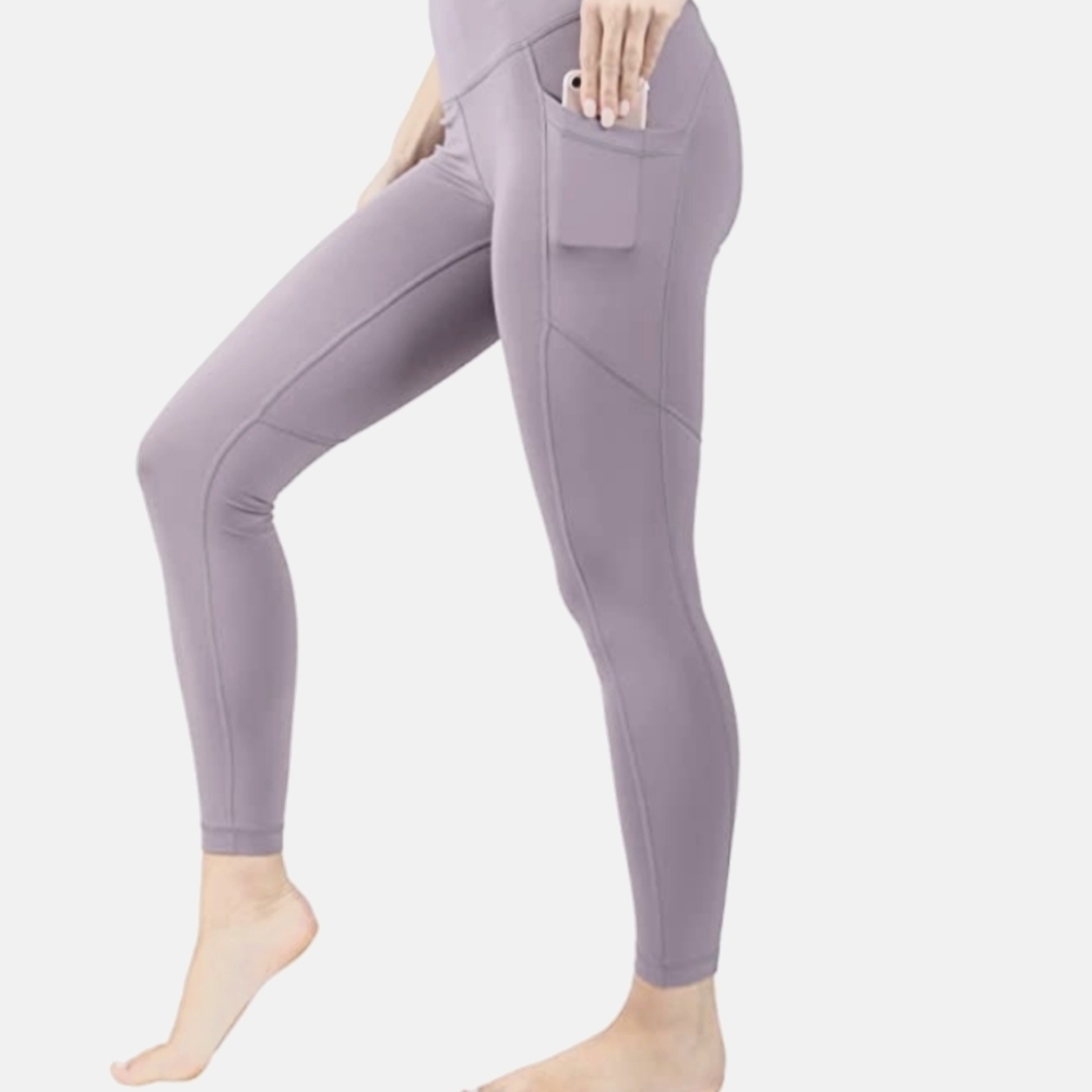 90 Degree Power Flex High Wasted Legging with Side Pockets (Grey) Small